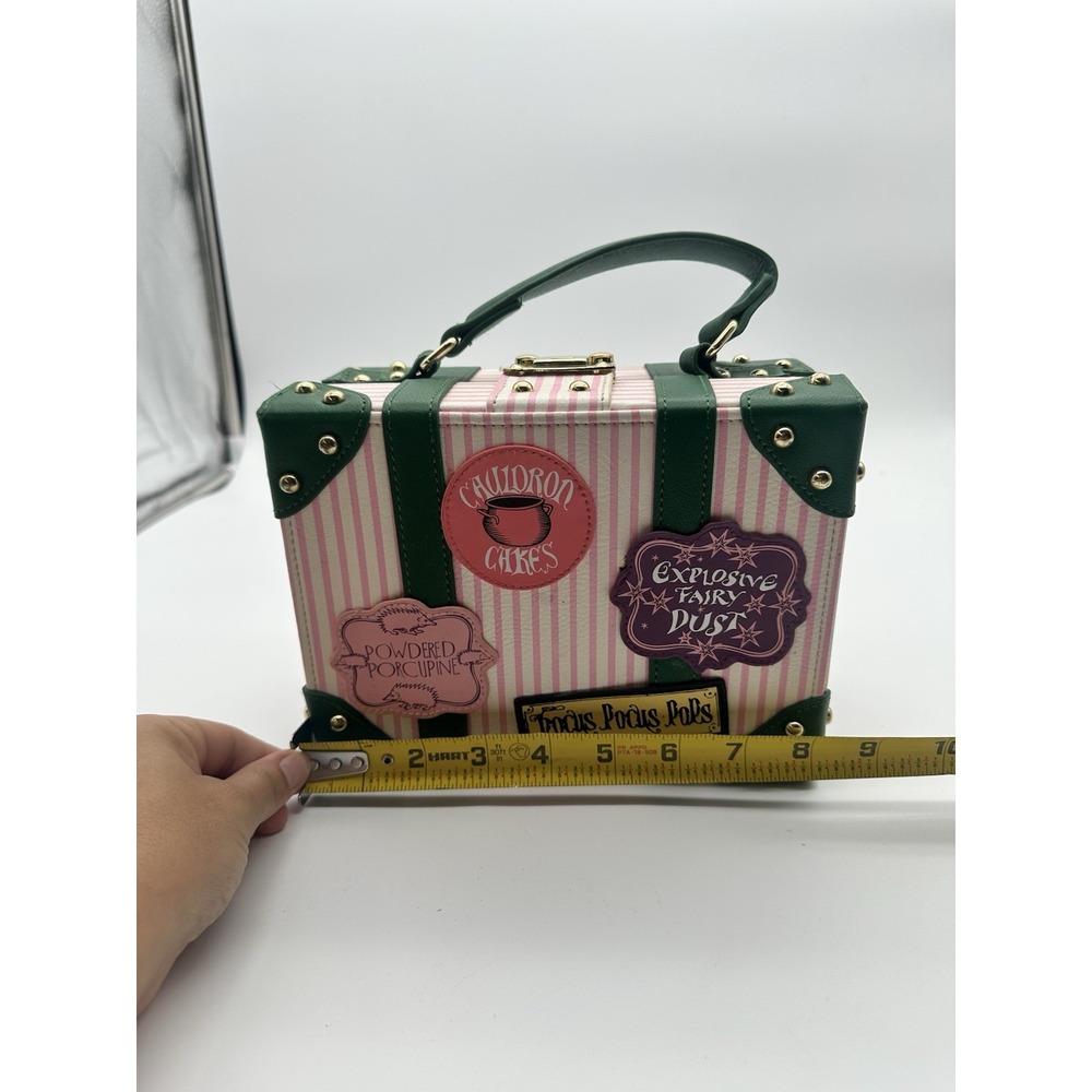 Harry Potter Honeydukes Trunk Crossbody Purse Pink Green Striped Faux Leather - Picture 8 of 8